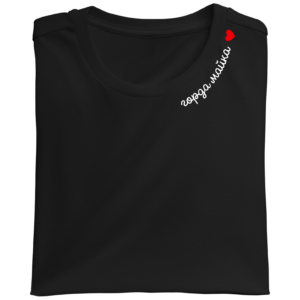 Тениска с бродерия "Горда майка" - черна